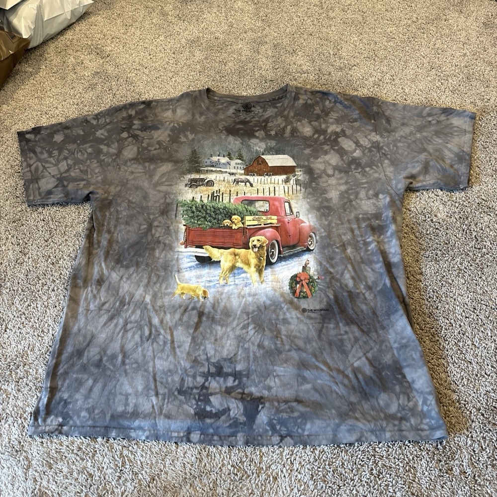 The Mountain Vintage Y2K Farmhouse Barn Retriever Tie Dye Shirt 3XL XXXL GRAY